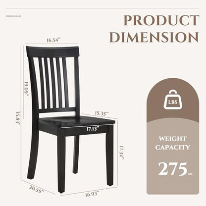 COLAMY Wooden Dining Chairs Set of 6, Farmhouse Dining Room Chairs, Windsor Spindle High Back Side Chairs, Armless Rubberwood Kitchen Table Chairs, Dark Brown - color: Dark Brown, size: Set of 6