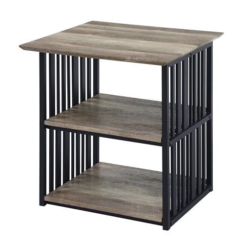Modern Night Stand with Open Shelves, Bedside Table Easy Assembly, Versatile Use for Bedroom Living Room, Easy Clean Metal Frame Furniture,A-1