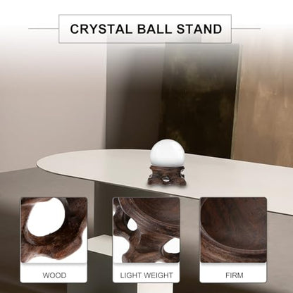 Sewroro Wood Carving Base Crystal Ball Stand Decorative Display Pedestal for Home Office Desk 2.16X2.16X0.98 Inch Lightweight Crystal Ball Holder