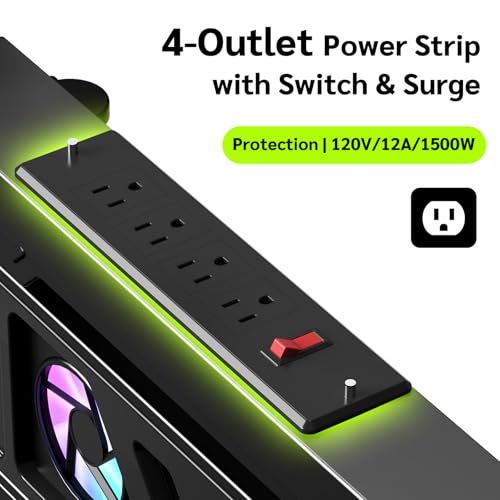 Computer Tower Stand with Charging Station and Cooling System | Adjustable Mobile CPU Holder with 4 Rolling Casters, Under Desk CPU Bracket PC Floor Cart PC Riser for Office, Home - color: Socket with Fan