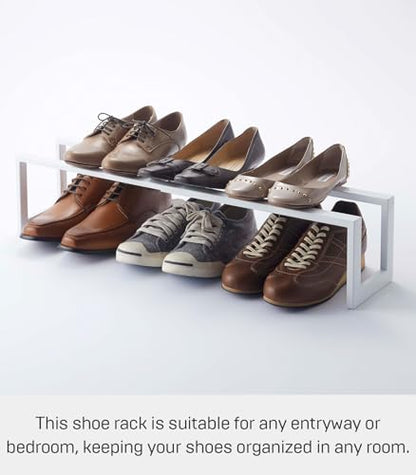 YAMAZAKI Home Line Expanding Shoe Rack, Metal, Adjustable - Single, 6" - Steel - Holds 4 To 8 Shoes - color: White, size: Single