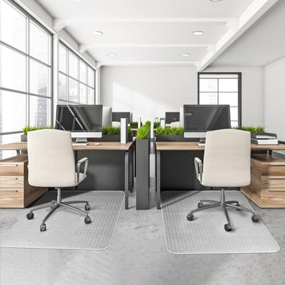 2 Pack Office Chair Mat for Carpets, 48" x 30" Clear Heavy Duty Plastic Floor Protector for Low Pile Carpeted Floors, Under Desk Computer Chair Mat for Home Office, Easy Glide and Flat Without Curling - size: 2PCS 48" X 30"