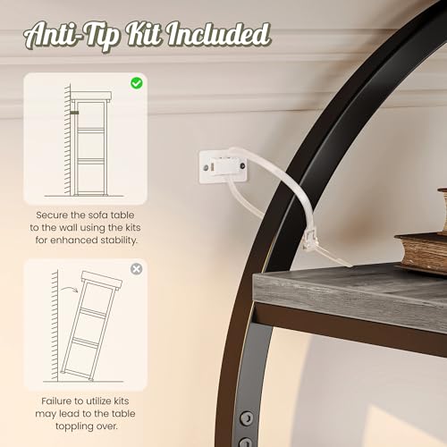 Huuger 41.3 Inch Entryway Table, Modern Console Sofa Table, Accent Table with Shelves, for Entry, Hallway, Entrance, Foyer, O-Shaped Metal Frame, Light Grey - color: Light Grey, size: 11.8"D x 41.3"W x 31.5"H