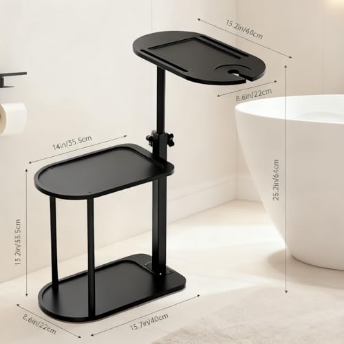 Bath Tub Tray Table, 3 Layer Freestanding Bamboo Bath Tray for Tub Bathtub & Bathroom Accessories, Spa Organizer for Tub Side Use, 8.66 x 15.74 x 34 inches