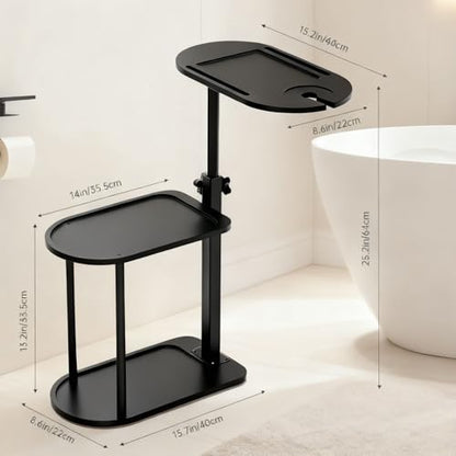 Bath Tub Tray Table, 3 Layer Freestanding Bamboo Bath Tray for Tub Bathtub & Bathroom Accessories, Spa Organizer for Tub Side Use, 8.66 x 15.74 x 34 inches