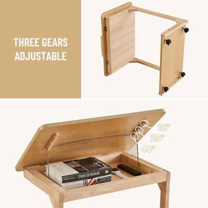 Uniclinens Rolling Side Table Desk Sofa - C Shape Couch End Table with Wheels, Mobile Wooden Slim Sofa Tray, Movable Small Couch Desk for Living Room Bedroom, Natural - color: Natural, style: Style 4