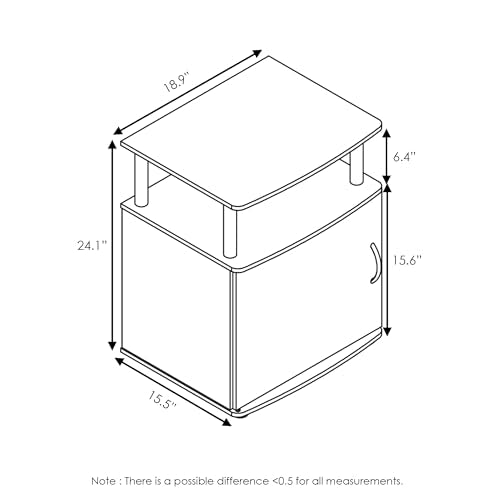 Furinno JAYA End Side Sofa Table/Nightstand with Door, 2-Pack, PVC Tubes, French Oak Grey/Black - color: French Oak/Black, size: 2-Pack
