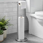 Housolution Toilet Paper Holder Stand, Brushed Nickel Freestanding Toilet Paper Holder with Post Pivoting Design and Stable Weighted Base, Stainless Steel Bathroom Toilet Paper Holder