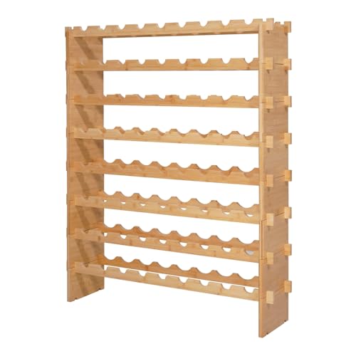 VEVOR 72 Bottle Stackable Modular Wine Rack, 8-Tier, Floor Freestanding Wine Storage Rack, Sturdy Wines Holder Display Shelf, Wobble-Free Shelves, Easy Assembly, for Kitchen, Cellar, and Bar, Natural - size: 37.6 x 9.8 x 46.9 in