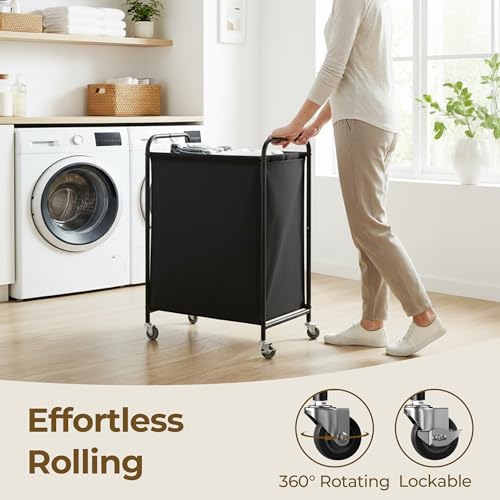 GRANNY SAYS 110L Laundry Hamper, Large Laundry Basket with Wheels and Handles, Durable and Sturdy Rolling Cart for Laundry Room, Bathroom, Bedroom, Black - color: Black, size: 110L