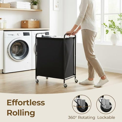 GRANNY SAYS 110L Laundry Hamper, Large Laundry Basket with Wheels and Handles, Durable and Sturdy Rolling Cart for Laundry Room, Bathroom, Bedroom, Black - color: Black, size: 110L