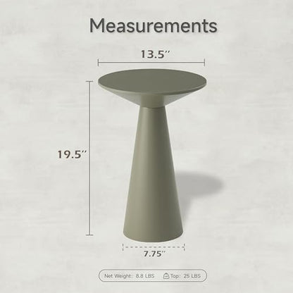 COZAYH Small Pedestal End Table Round Farmhouse Martini Table Wood Plant Stand Rustic Drink Table for Small Space Living Room, Sage Green - color: Sage Green