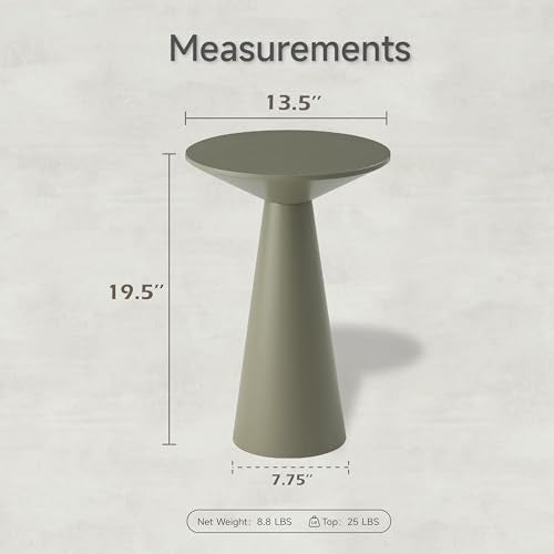 COZAYH Small Pedestal End Table Round Farmhouse Martini Table Wood Plant Stand Rustic Drink Table for Small Space Living Room, Sage Green - color: Sage Green