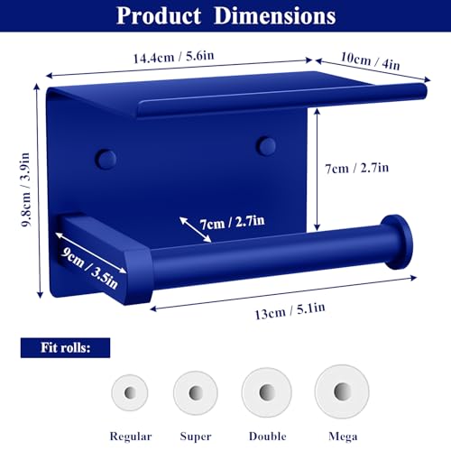 Toilet Paper Holder with Shelf Wall Mounted Toilet Paper Roll Dispenser | Heavy Duty Stainless Steel Klein Blue - color: H-klein Blue