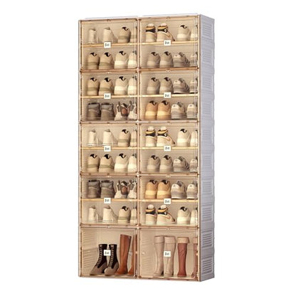 ANTBOX Portable Shoe Rack Organizer for Closet Entryway, Stackable Sneaker Storage Shoe Cabinet with Magnetic Clear Door, Large Plastic Storage containers Bins with Lids 9 Tiers 36 Pairs - size: 9 Tiers 36 Pairs