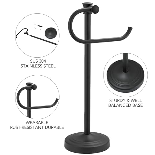 Stand Hand Towel Holder, Countertop Towel Bar, Matte Black | 17 Inch Bathroom Towel Hanger, Freestanding Vanity Counter Top Towel Holder, Towel Ring Hardware Accessories, Stainless Steel - color: Matte Black