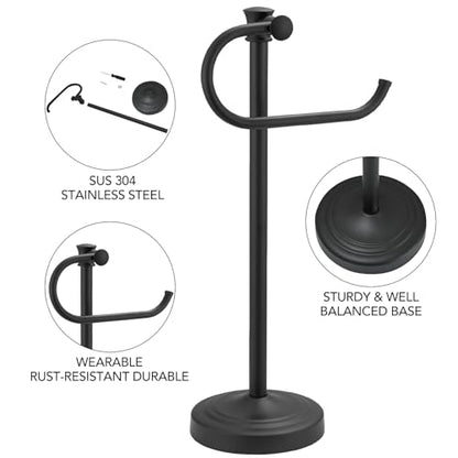 Stand Hand Towel Holder, Countertop Towel Bar, Matte Black | 17 Inch Bathroom Towel Hanger, Freestanding Vanity Counter Top Towel Holder, Towel Ring Hardware Accessories, Stainless Steel - color: Matte Black