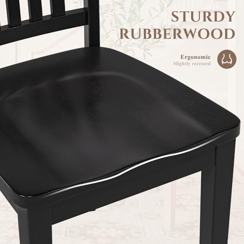 COLAMY Wooden Dining Chairs Set of 6, Farmhouse Dining Room Chairs, Windsor Spindle High Back Side Chairs, Armless Rubberwood Kitchen Table Chairs, Black - color: Black, size: Set of 6