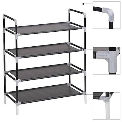 Minimalist Shoe Rack with 4 Shelves, Sturdy Metal Frame, Freestanding Storage Organizer for Entryway Bedroom Hallway