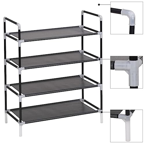 Minimalist Shoe Rack with 4 Shelves, Sturdy Metal Frame, Freestanding Storage Organizer for Entryway Bedroom Hallway