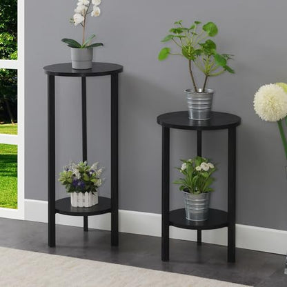 Convenience Concepts Graystone 2 Tier Tall Plant Stand 31" - Industrial Stand for Plants, Vases, and Antiques, Urban Modern Design for the Living Room, Hallway, Entryway, Black/Black - color: Black/Black