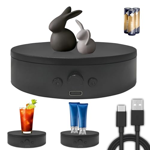 Rotating Display Stand Easy to Switch Direction, Spinning Platform Adjustable Speed, 360 Degree Motorized Photography Turntable for Jewelry, Shoes Display and Shooting, Lazy Susan(4.53" black) - color: 4.53" black