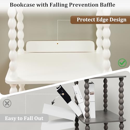 Fultyle Bookshelf, 4-Tier Bookcase with Open Shelves, Modern Book Shelf for Small Spaces, Bedroom, Living Room and Office with Solid Wood Legs (White) - color: White