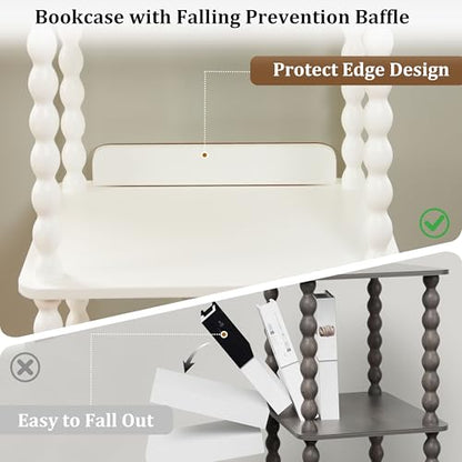 Fultyle Bookshelf, 4-Tier Bookcase with Open Shelves, Modern Book Shelf for Small Spaces, Bedroom, Living Room and Office with Solid Wood Legs (White) - color: White