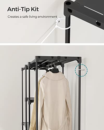 SONGMICS Portable Closet, Freestanding Closet Organizer, Clothes Rack with Shelves, Hanging Rods, Storage Organizer, for Cloakroom, Bedroom, 71.7 x 16.9 x 71.7 Inches, Black URYG037B02 - size: 71.7"L x 16.9"W x 71.7"H