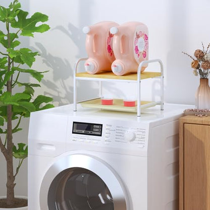 Laundry Detergent Holder & Organizer with Drip Tray, Soap Dispenser & Storage Stand for Laundry Room, Kitchen, Bathroom, White