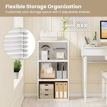 Giantex 2 Pieces 3 Shelf Bookcase, Book Shelves Open Cube Storage Cabinet Multi-Functional Home Office Bedroom Furniture Display Bookcases, White - color: White