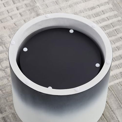 Round Coffee Table Set of 2, Nesting Coffee Table and End Table Set Wood Small Circle Drum Side Table for Living Room Office, No Assembly,Black&White - color: Black&white