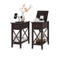 ChooChoo End Table, Flip Top Narrow End Table with Drawer, Set of 2 | Narrow Side Table with Flip Top, Accent Small Side Table Nightstand for Living Room, Bedroom, and Small Spaces, Espresso - color: Espresso, size: 2 Pack, style: Without Power
