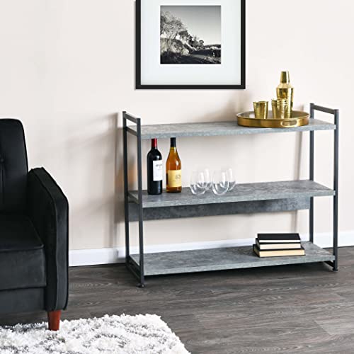 Household Essentials Slate Concrete & Iron Three-Tier Bookshelf - color: Slate