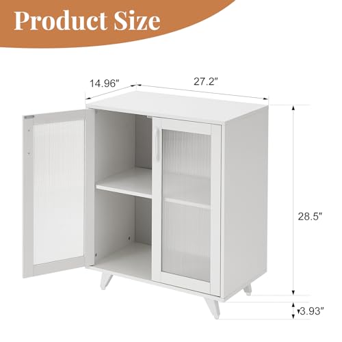 Panana Kitchen Buffet Server Table Accent Sideboard Cupboard Server Buffet Console Table with Doors Cabinet (27inch, White) - color: White, size: 27inch