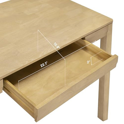 NTC Flow Modern Wooden Rectangle Desk Table with Hidden Drawer – Waterproof & Heat Resistant - Sand - color: Sand, size: 47 Inch, style: Desk