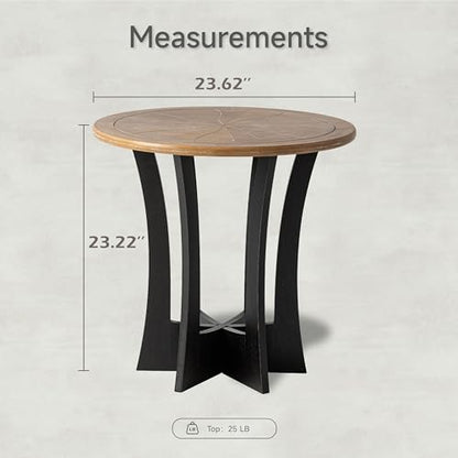 COZAYH Farmhouse Round End Table X 2P with Criss-Cross Wood Legs, Rustic French Country Side Table for Dinning or Living Room, Modern, Black, Natural Wood Color - color: Black