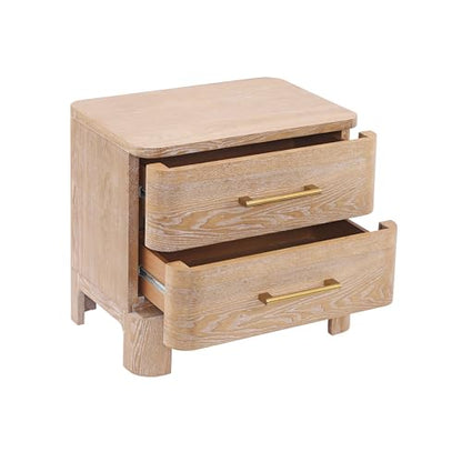 Christopher Knight Home Egbert Modern Nightstand with Drawers, Wooden Small Night Stand with Rounded Corners Design, Bedside Table/End Table for Bedroom, Multipurpose Storage Cabinet, Natural