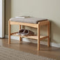 Oak Wood Shoe Bench, 24 Inch Entryway Bench with Gray Cushion | Natural oak finish with soft gray cushion creates a versatile seating solution for entryways and small spaces. - color: Natural + Gray Cushion, size: 23.62"