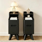 7.87" Narrow Nightstand Set of 2, 2 Drawer Nightstand with Charger Station | Wooden Thin Couch Side End Table, Skinny Bedside Table Small Spaces, Mid Century Modern Night Stand with Drawers, Black-2Pcs - color: Black, size: Narrow (2 drawer)