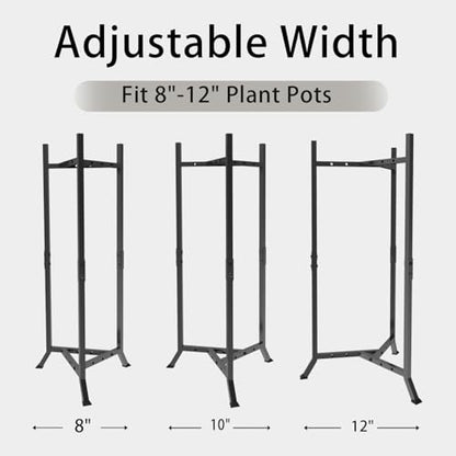 2 Tier Plant Stand Indoor Outdoor, Tall Metal Adjustable Plant Holder for Patio Living Room Balcony Garden, No Wobble Design (No Pots)