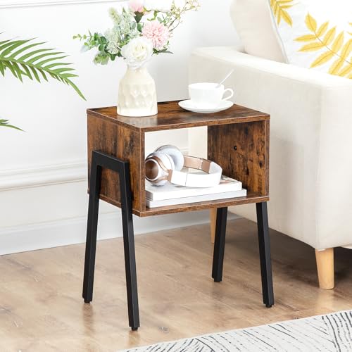 HOOBRO Nightstands Set of 2, Stackable End Tables, Small Side Tables, Bedside Tables with Open Storage Shelf, for Small Spaces, Bedroom, Living Room, Rustic Brown BF38BZP201 - color: Rustic Brown
