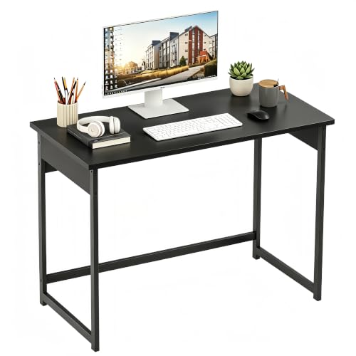 ALISENED Small Computer Desk, 43.3 Inch Home Office Desk, Gaming Writing Work Study Table for Home Bedroom, Corner Desk,Black - color: Black, size: W-43.3in