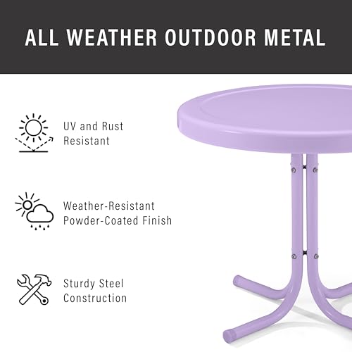 Crosley Furniture Griffith Weather Resistant Retro Metal Outdoor Side Table for Patio, Deck, Porch, Lavender Gloss - color: Lavender Gloss