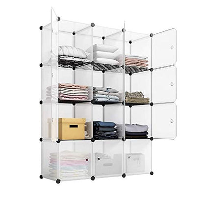 Cube Storage Organizer, 12-Cube Storage Cubes Shelves Bookshelf,Closet Organizers, DIY Stackable Plastic Clothes Shelving for Bedroom, Home, White