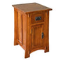 Pemberly Row Mission Style Narrow Nightstand, Solid Quarter Sawn Oak, Walnut Finish, Tapered Legs, 1 Cabinet Door, 1 Drawer with Metal Glides, Lower Shelf, Compact Side Table for Bedroom or Living - color: Walnut