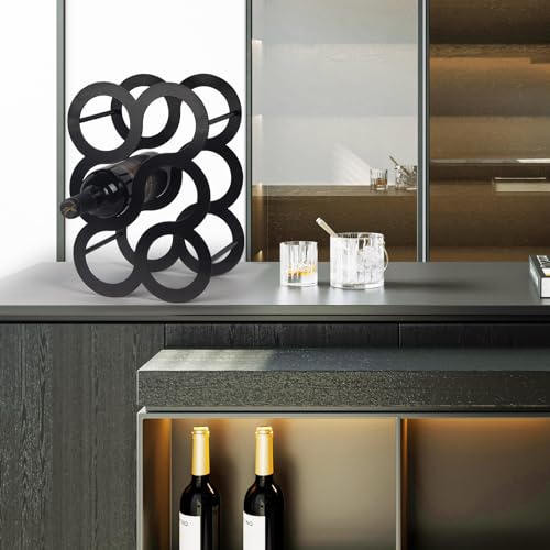 Wine Rack Countertop, Freestanding Creativity Modern Small Wine Holder, Tabletop Wine Stand for Kitchen Wine Bar Inside Cabinet, Pantry Decor-6 Bottle (Diameter < 3 inches)
