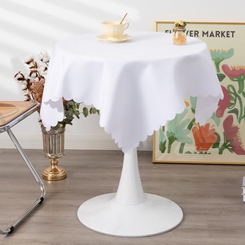 Small Square White Tablecloth 36 x 36 Inch | Polyester Fabric Washable Table Cover Decorative Wrinkle Resistant Solid Color Table Cloth for Kitchen Dinning Party Wedding - color: White, size: 36" x 36" (Square)