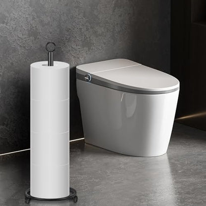 Bath Toilet Paper Holder, Metal Toilet Tissue Roll Organizer Storage, Tissue Paper Holder Stand for Bathroom/Kitchen Countertop, 21" H (Matte Black) - color: Matte Black