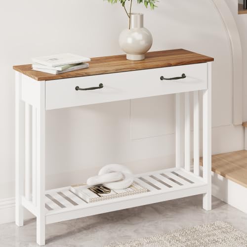 TaoHFE Farmhouse Narrow Console Table Modern Wooden,Living Room Tables Narrow Side Tables for Entryway,Entry Table with Storage Hallway SideTable with Drawers - color: Oak